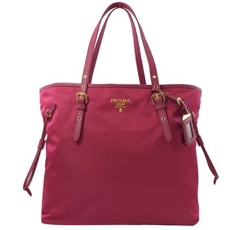 Prada Tessuto Saffiano Pink Nylon Leather Shopping Tote 